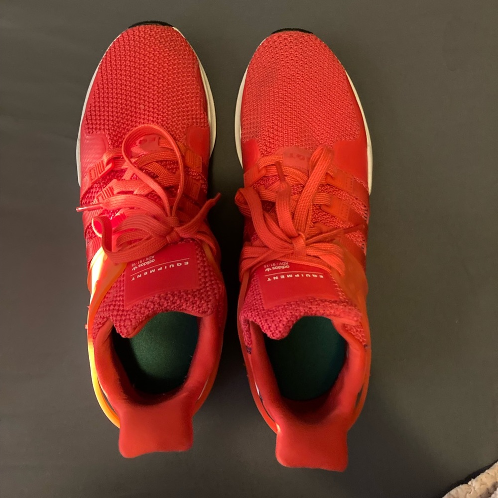 Adidas size 10 fire red shoes